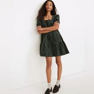 Madewell Green Corduroy Mini Dress (size: 10)